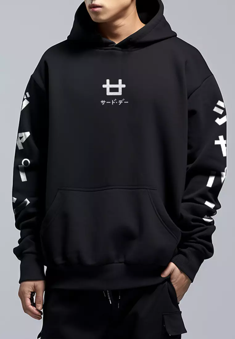 MT983U Men Hoodie Logo List Jpn blk - XL