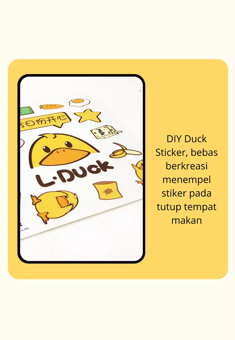 Wakakids Piring Makan Anak Set Kotak Makan Anti Slip BPA Free 7In1 Free Sticker Duck