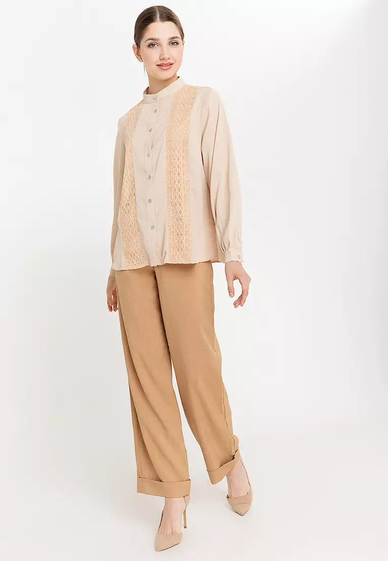 Cridal Embroidery Paneled Filipiniana Shirt