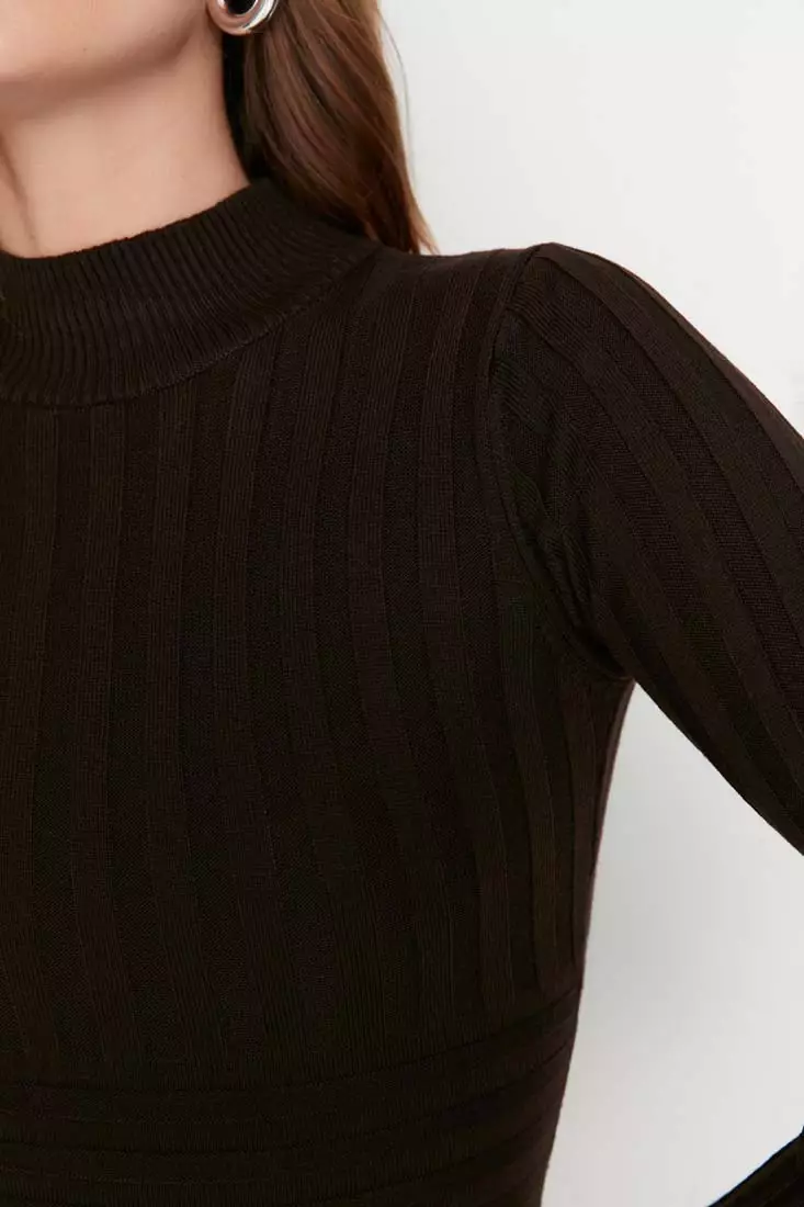 Knit Standing Collar Mini Dress