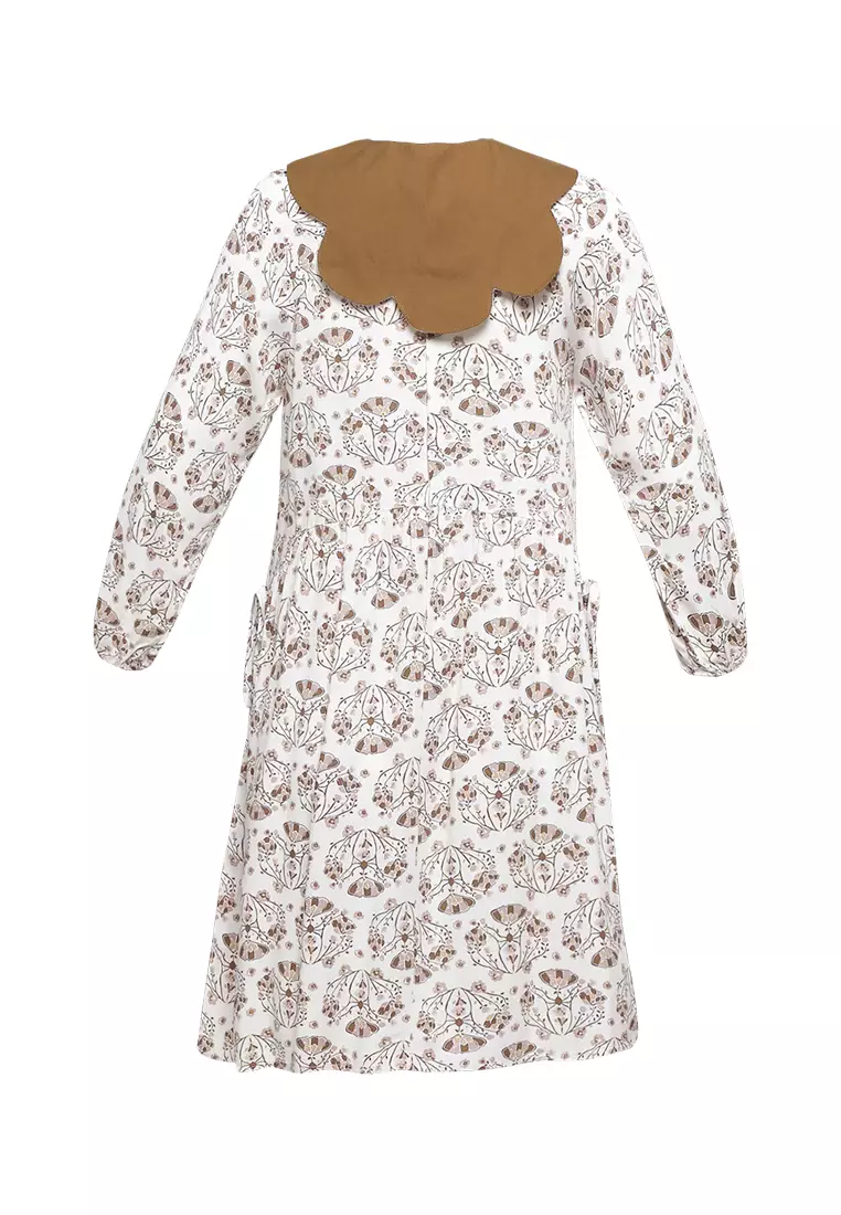 Pito Dito Girl Miry Dress Pendek Anak Coklat Motif Bunga