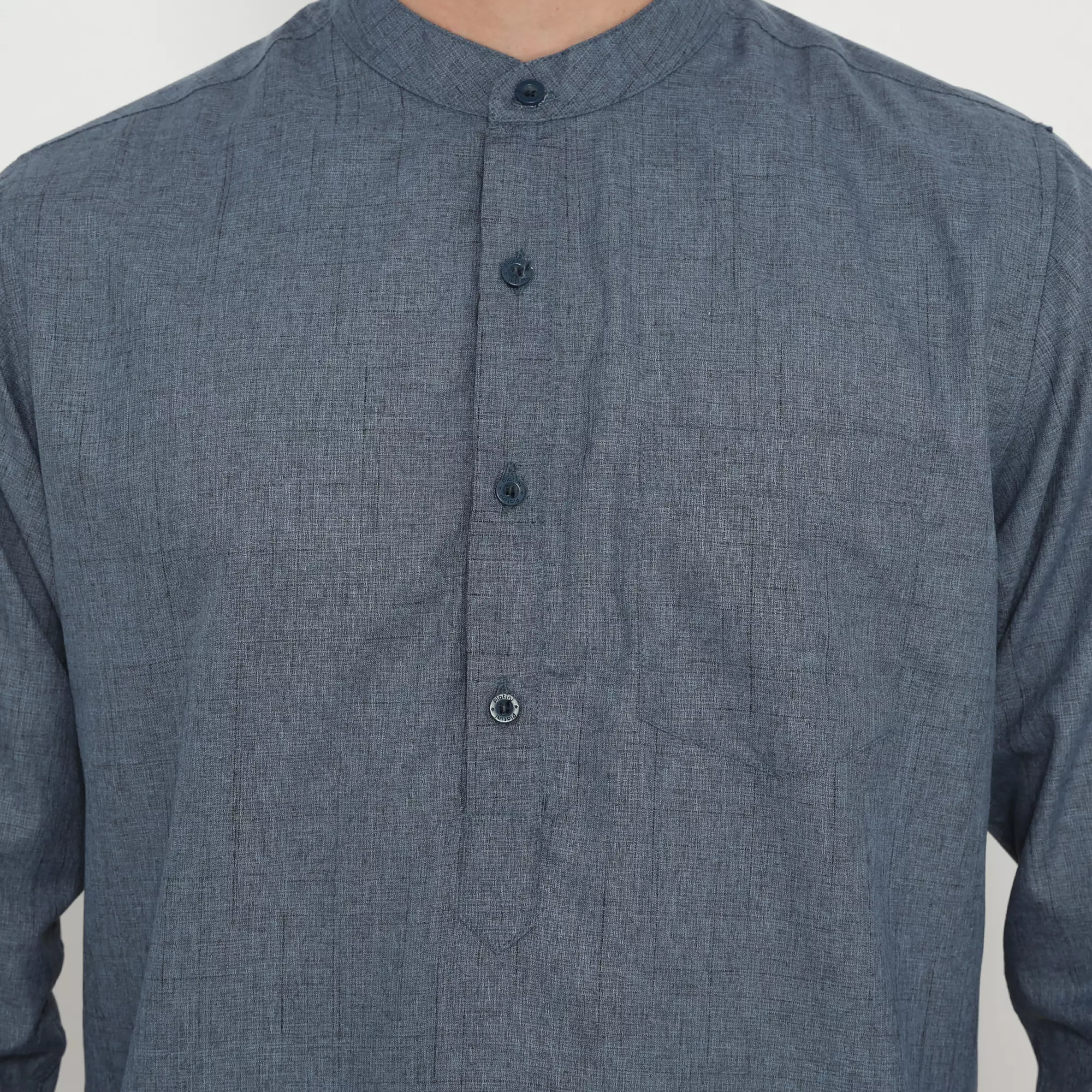 Platini Kemeja Pria Koko Kurta Shanghai Lengan Panjang Biru 86042