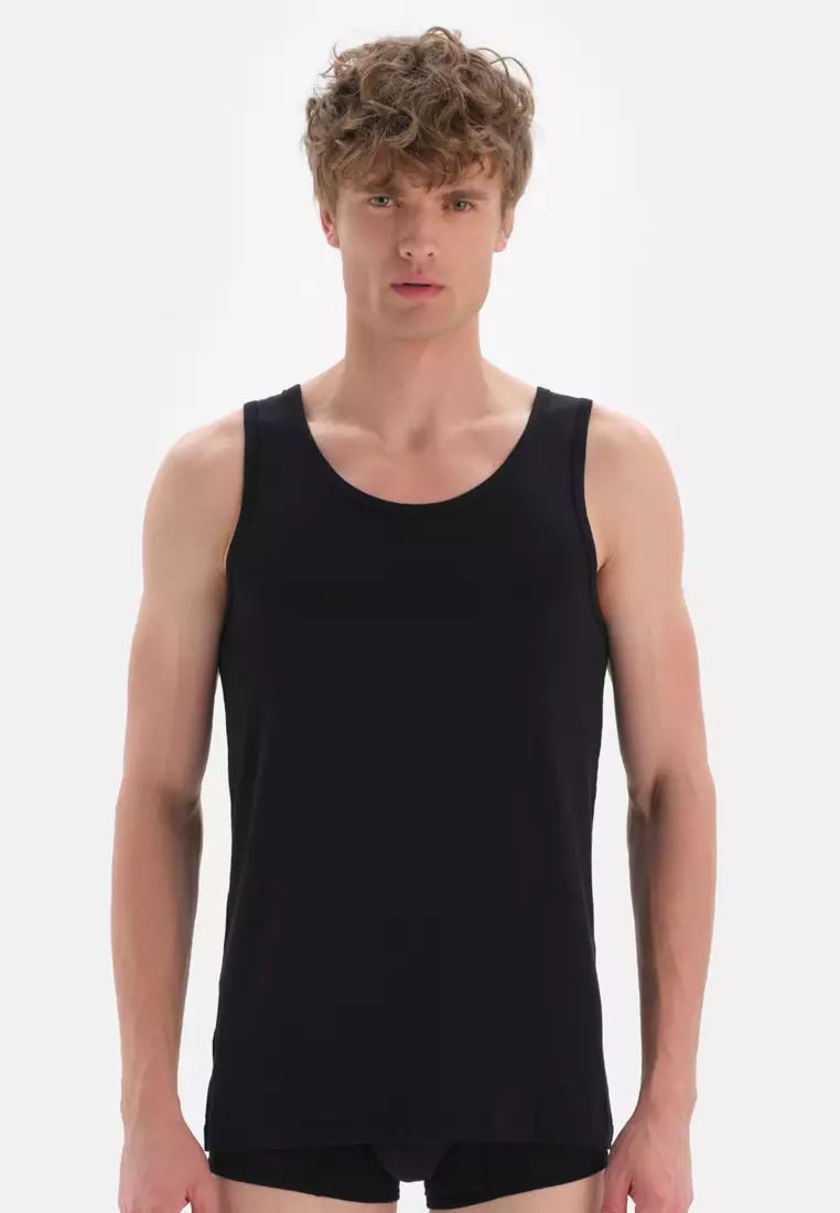 Buy DAGİ 2 Pack Black Basic Tanktops, U-Neck, Slim Fit, Sleeveless  Underwear for Men 2024 Online