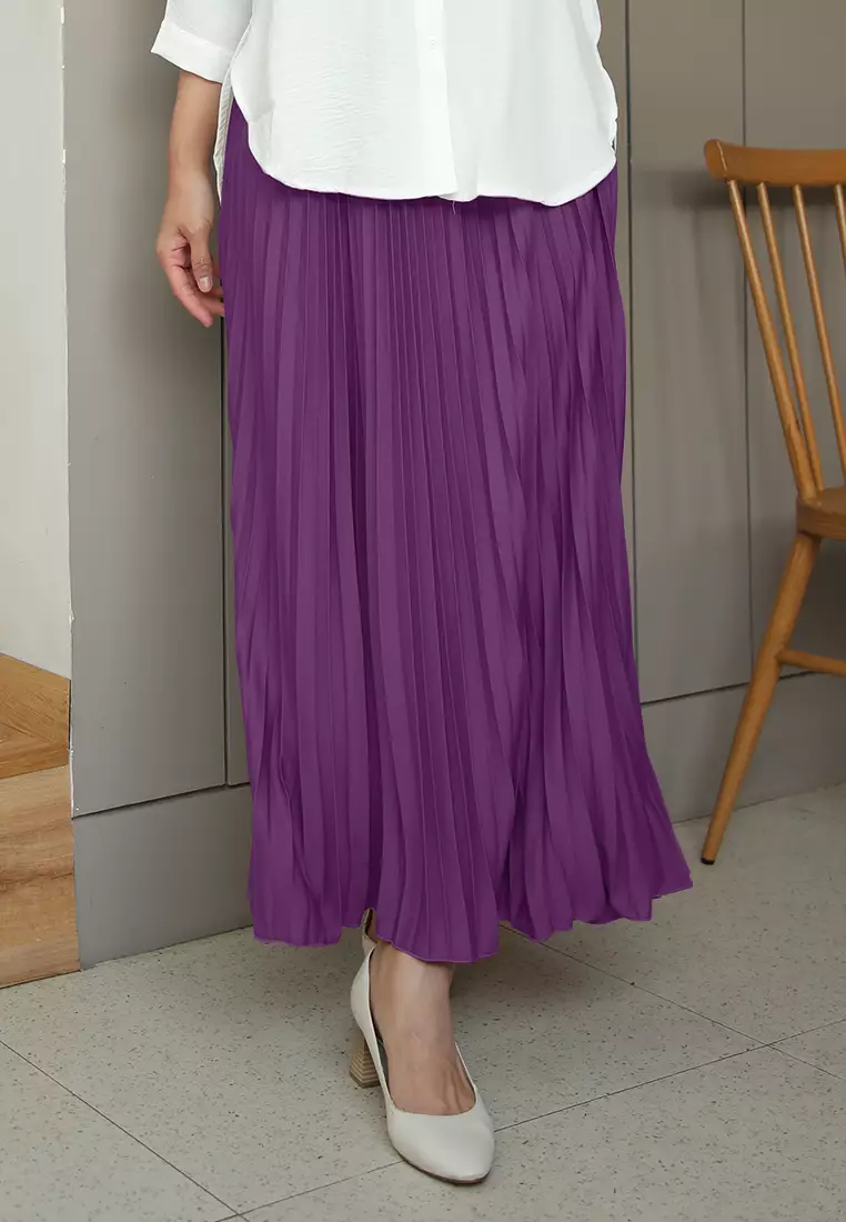 Cotton Bee - Rok Plisket Niana Aline Basic - Grape Jam