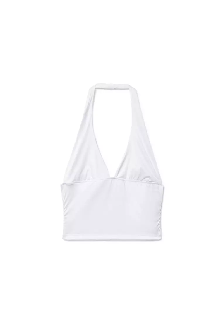 Women's Halter Deep V-Neck Crop Top