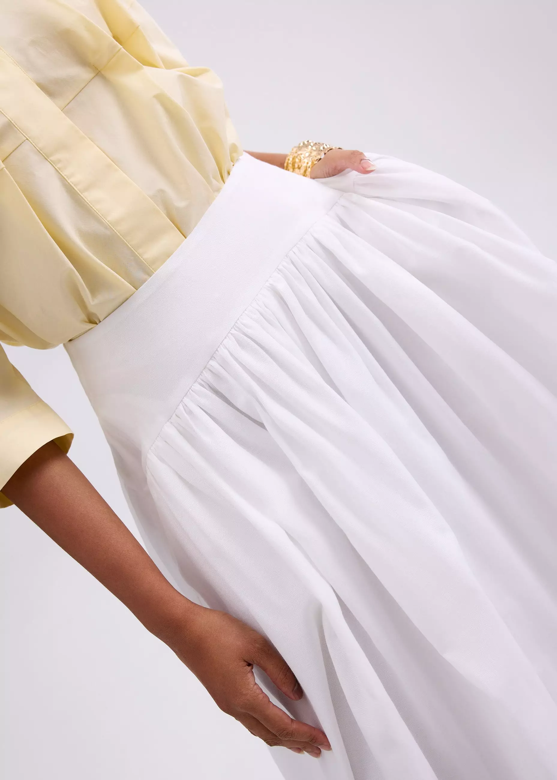 Rok Wanita - Cotton High Waist Flare Midaxi Skirt