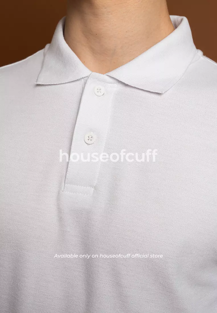 Houseofcuff polo shirt kaos kerah polo lengan panjang slim fit Putih
