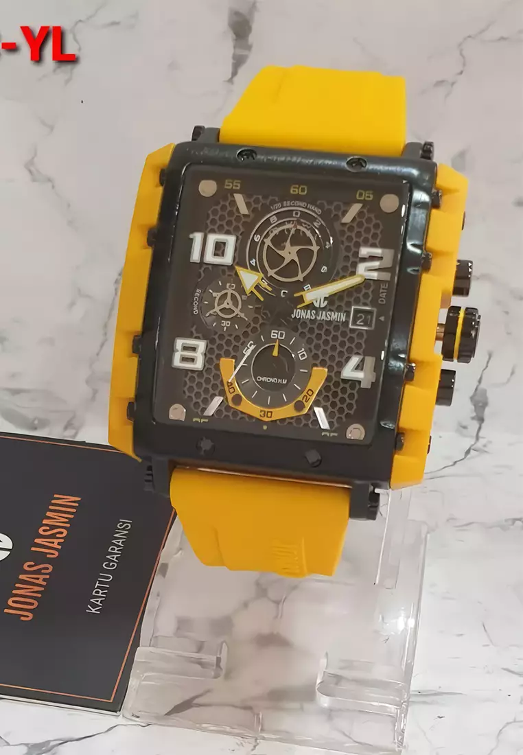 Jonas Jasmin - Jam Tangan Analog Pria - Yellow - Rubber Strap - JJ-5329M