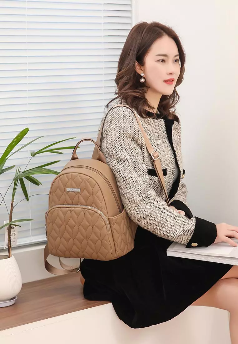 GYKACO NOYA Khaki - Tas Ransel Wanita - Fashion Backpack (IMPORT)