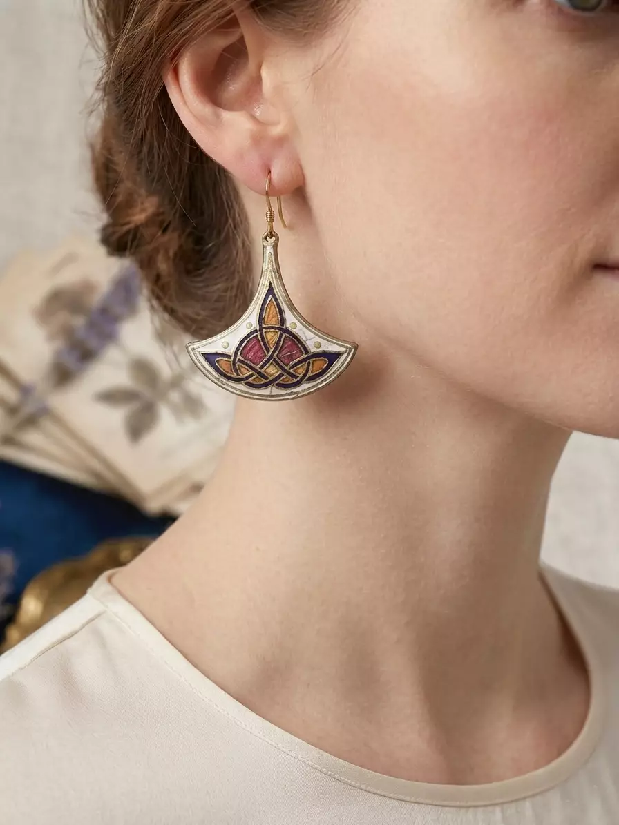 Aksesoris Anting Wanita Classic Enamel Earring Gold, White & Multi