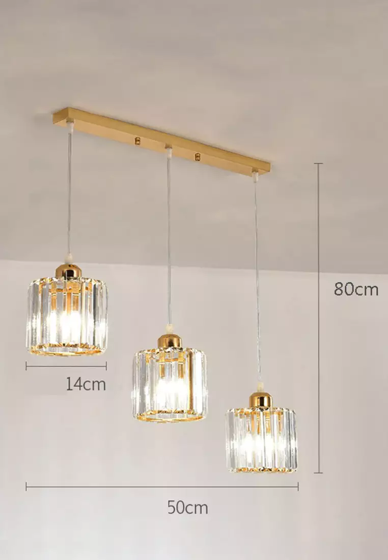 Buy Esaer Three-head Crystal Gold Ceiling Lamp 2024 Online | ZALORA ...