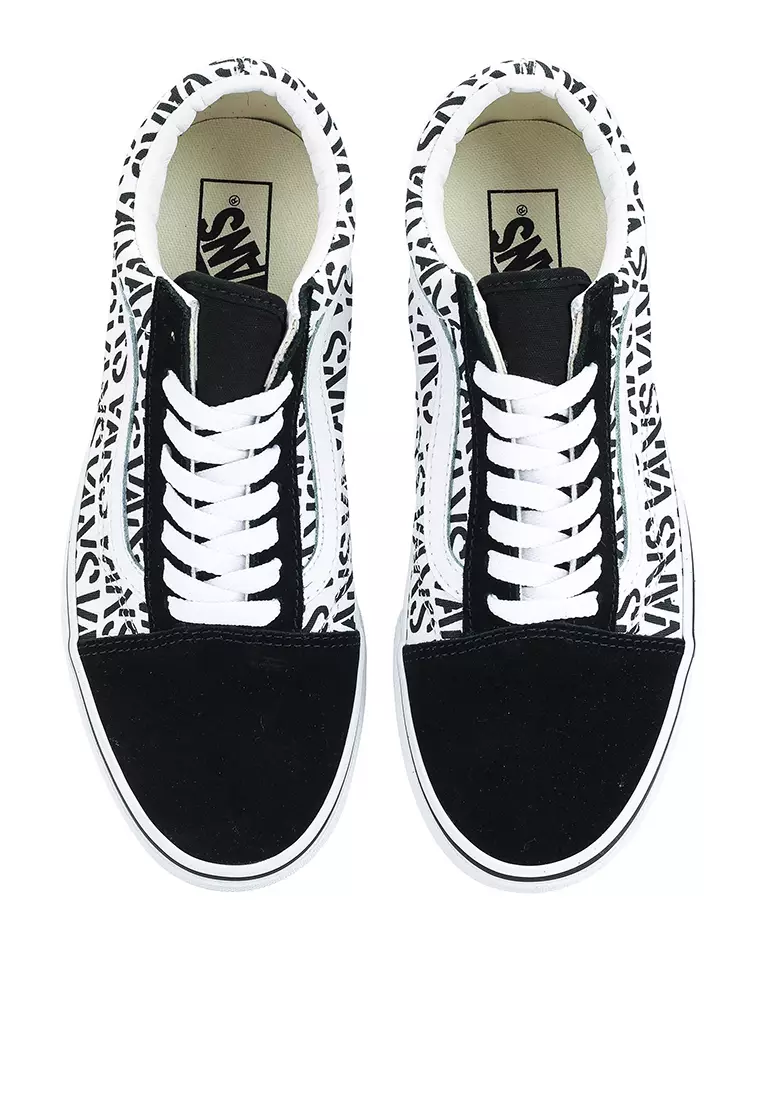 White vans clearance black logo