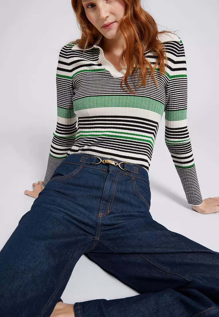 Buckle straight leg jeans outlet