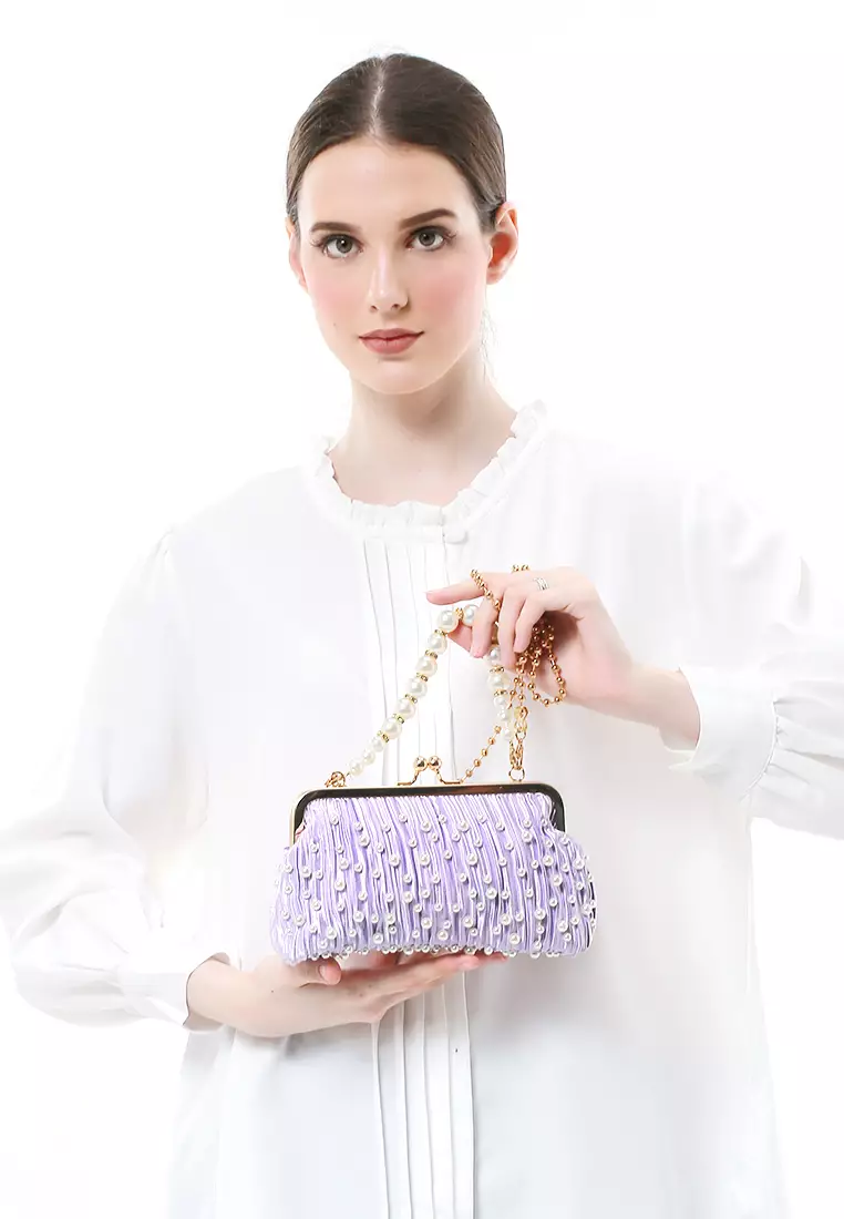 Eilaria Tas Selempang Pesta Wanita Hand Bag Mini Material Leather ORIGINAL - Purple