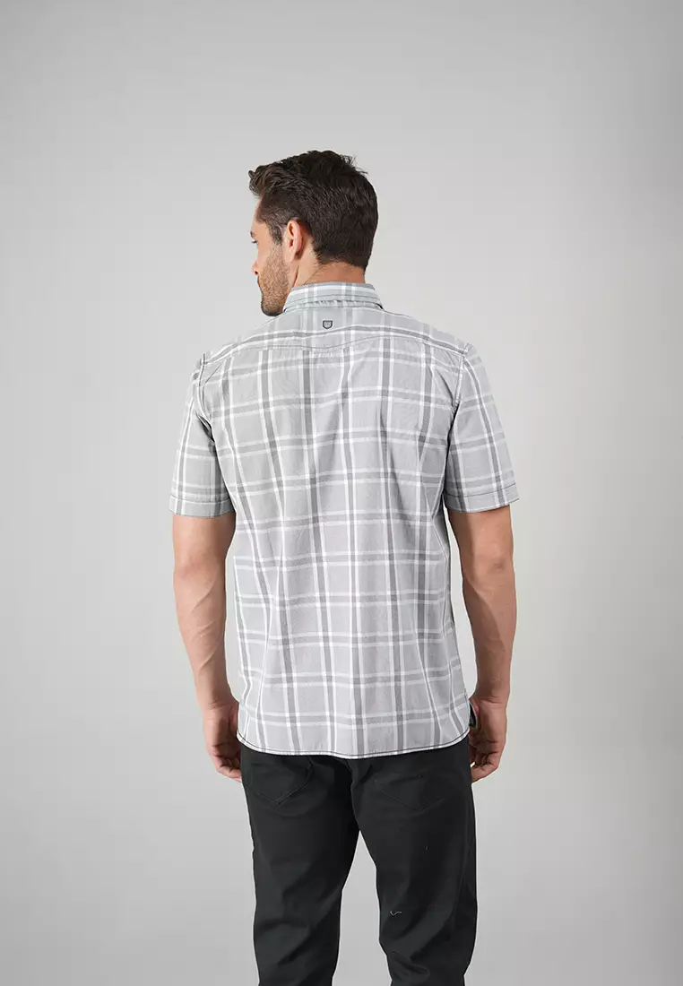 LGS - Kemeja Casual Pria - Lengan Pendek - Kotak - Kotak - Abu-Abu - CSH.270.S730.1277.C
