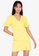 ZALORA BASICS yellow V Neck Puff Sleeve Dress 79A5FAA66CD836GS_5