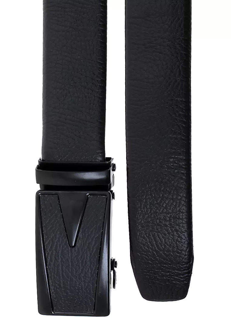 Hazel Gesper Belt Ikat Pinggang Pria Sabuk Casual Elegan V Material Leather Kulit ORIGINAL - Black