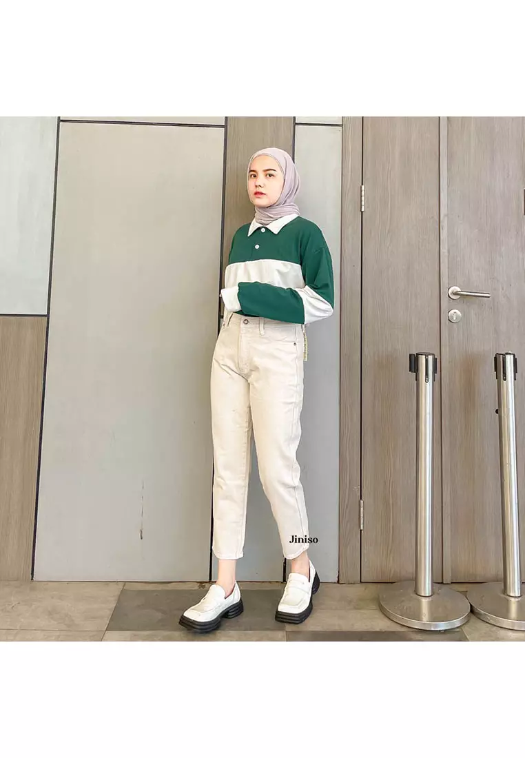 Highwaist Mom Jeans Khaki 357 BREAK FREE