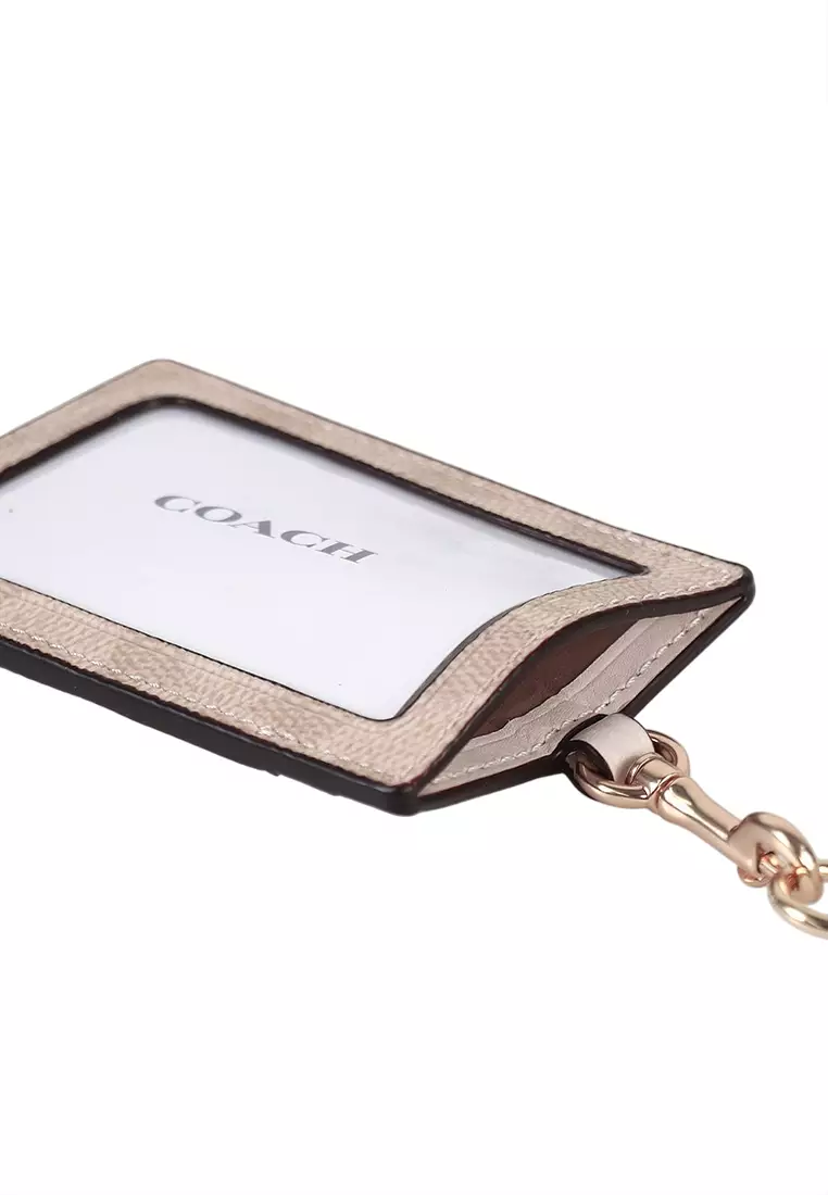 ID Lanyard In Signature Canvas - Sand/White