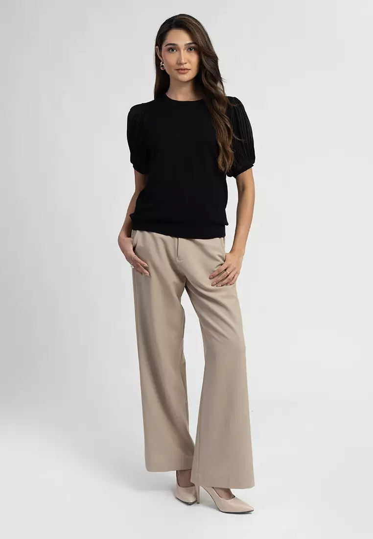 Amber Knit Blouse with Puff Sleeves