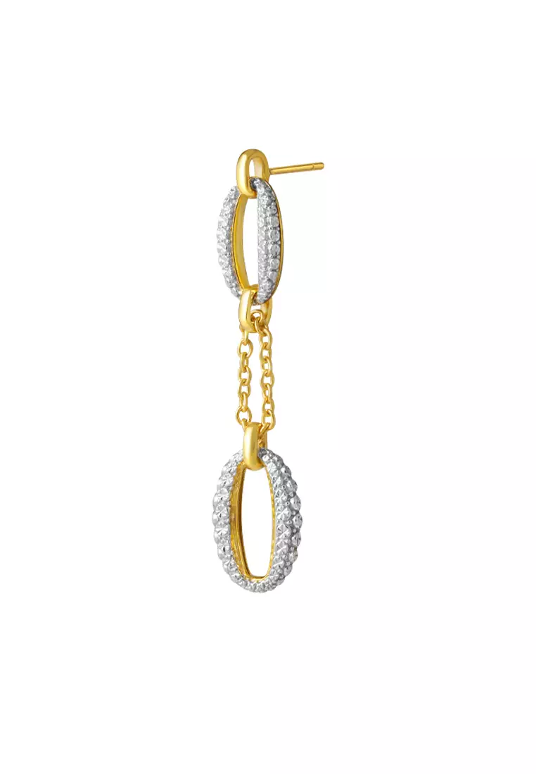 TOMEI Diamond Cut Collection Refined Oval Earrings, Yellow Gold 916