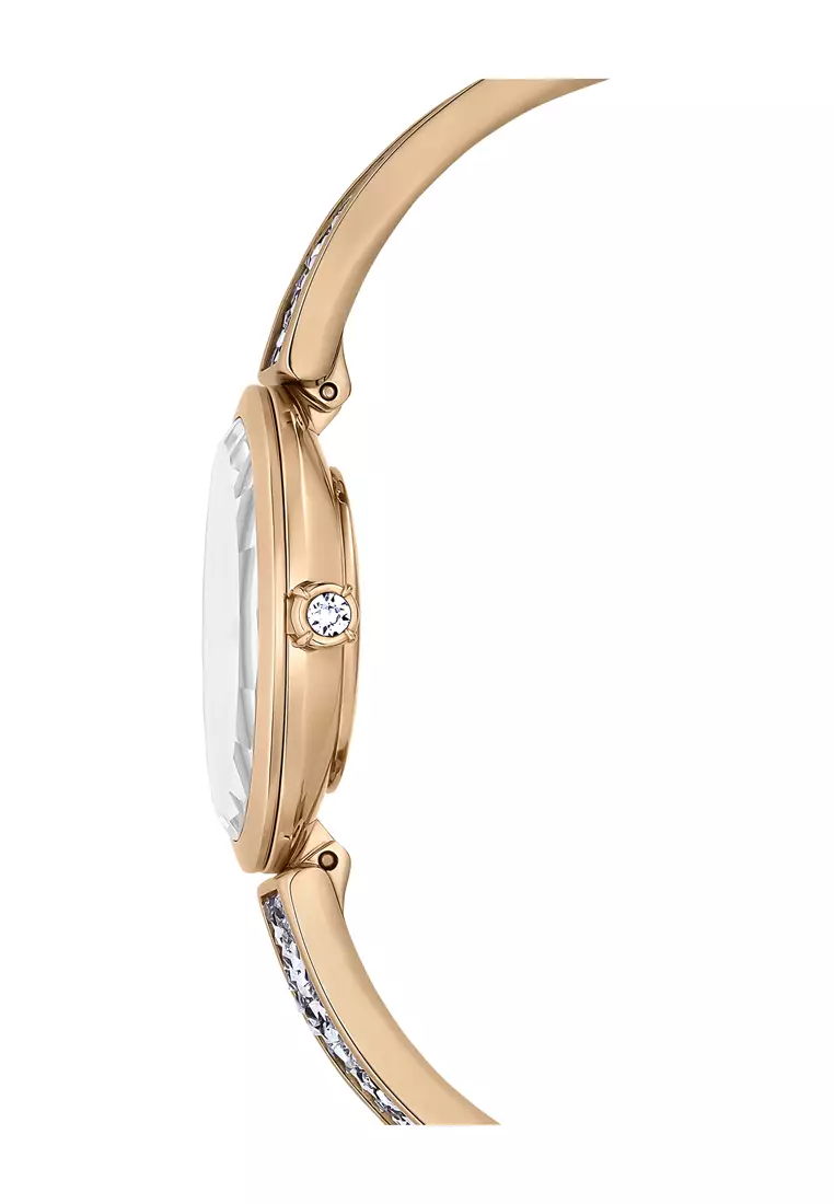 Crystal Rock Oval watch, Swiss Made, Metal bracelet, Rose gold tone, Rose gold-tone finish