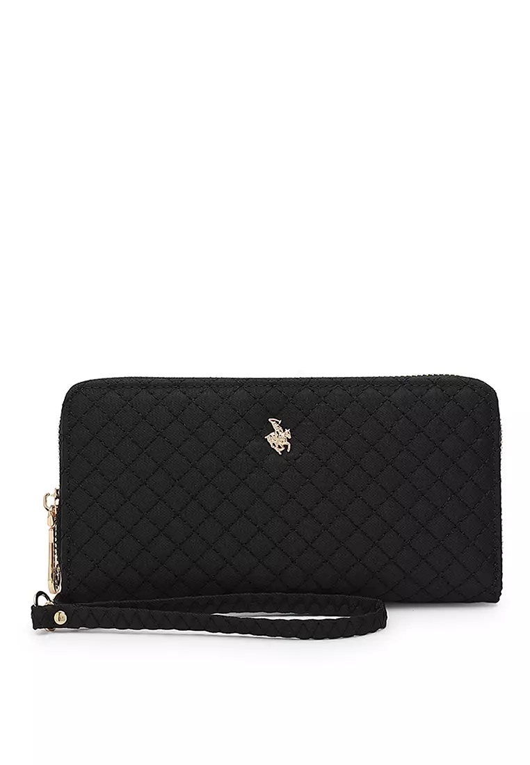 Quilted Long Purse Wallet Black
