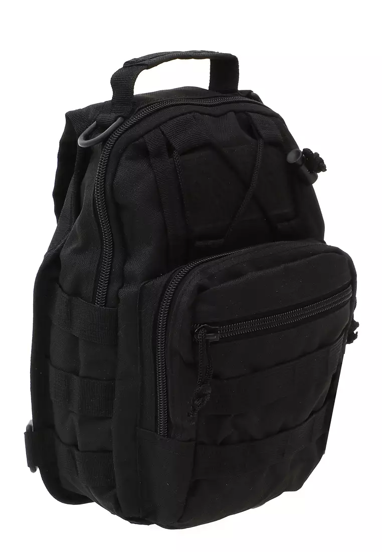 Roger Tas Selempang Crossbody Bag Pria Outdoor Military Tactical Duffel Backpack Large Compartment Material Nylon Oxford ORIGINAL - Black