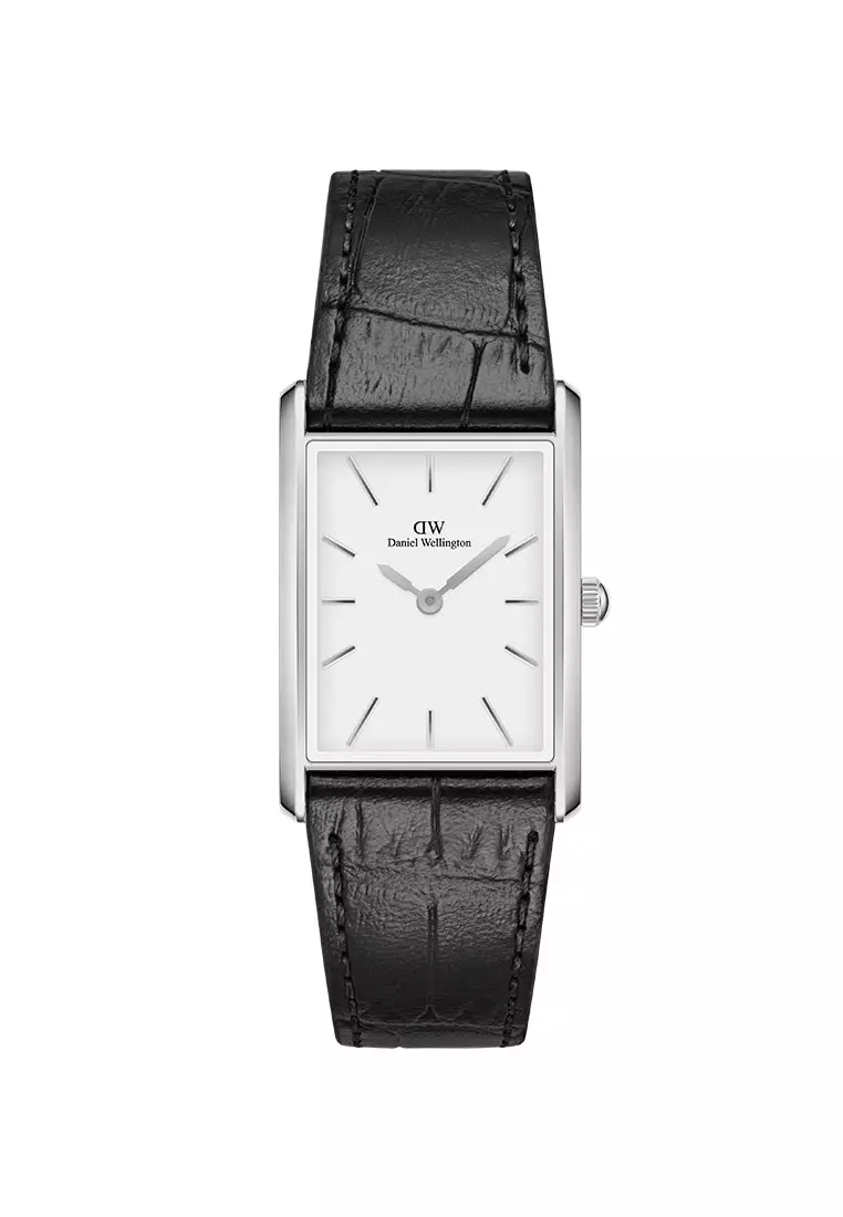 Bound 35x24mm Black Crocodile - Silver - White Dial - Fashion Watch for men - Croc Leather Strap Watch Dial - Fashion Watch - DW Official - Authentic