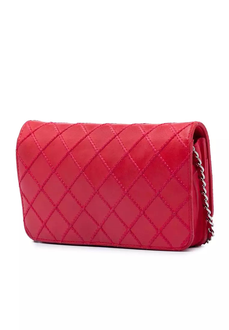 Pre-Loved Chanel Cc Lambskin Wild Stitch Wallet On Chain