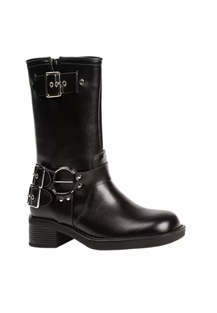 Discount on Twenty Eight Shoes  shoes - SKU: VANSA Stylish Buckled Platform Mid Boots VSW-B168-5