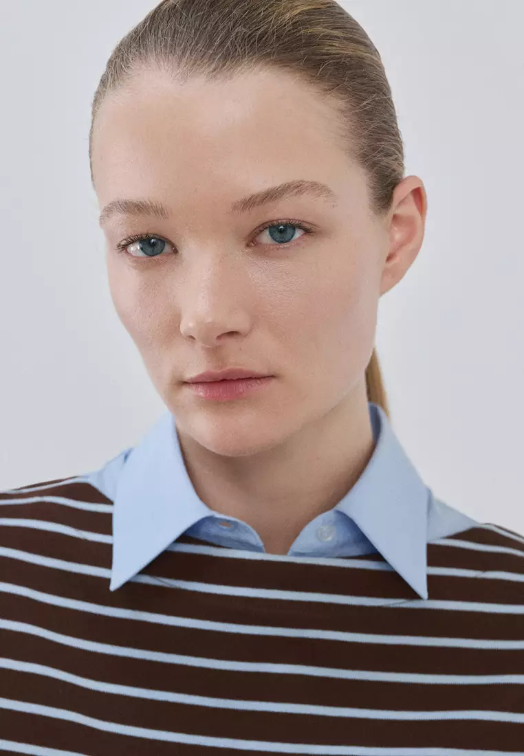 Striped Boat Neck Sweatshirt