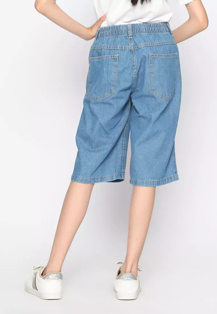 Celana Pendek Anak Perempuan Jeans Mid Blue With Model - CHEERS