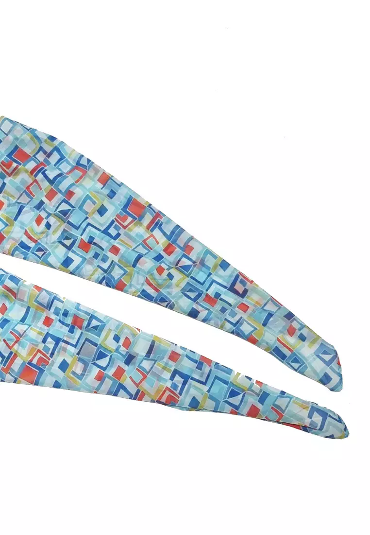 Aksesoris Wanita Cubiq Printed Scarf kerudung Pasmina syal Wanita Blue