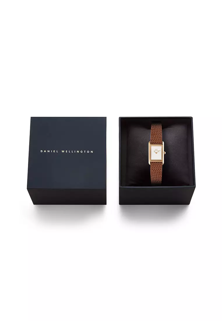 Bound Mini Light Brown Lizard White Rose Gold - Women Watch Stainless Steel Leather Strap watch DW Official Authentic Original jam tanggan perempuan DW jam tangan