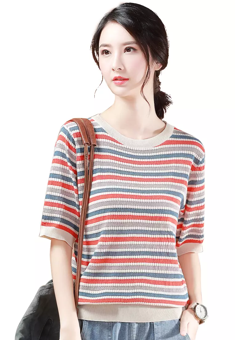 Colorblock striped sweater sale
