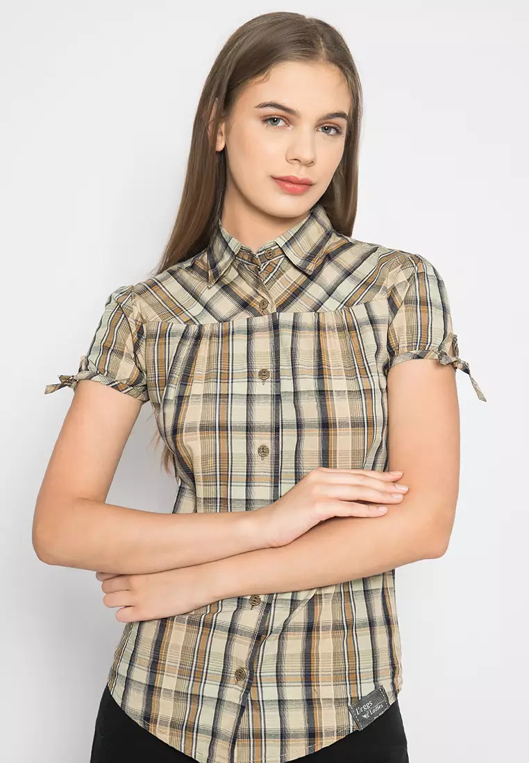 LGS - Kemeja Wanita Lengan Pendek - Kotak-Kotak - Warna Kombinasi - LLSH.380.SL806.010.7C