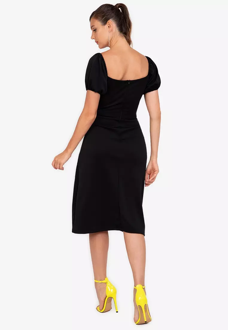 Elysia Puff-Sleeved Midi Dress