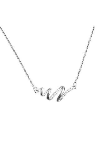 ZITIQUE silver Women's Heartbeat Necklace - Silver D20DDACD85E56BGS_1