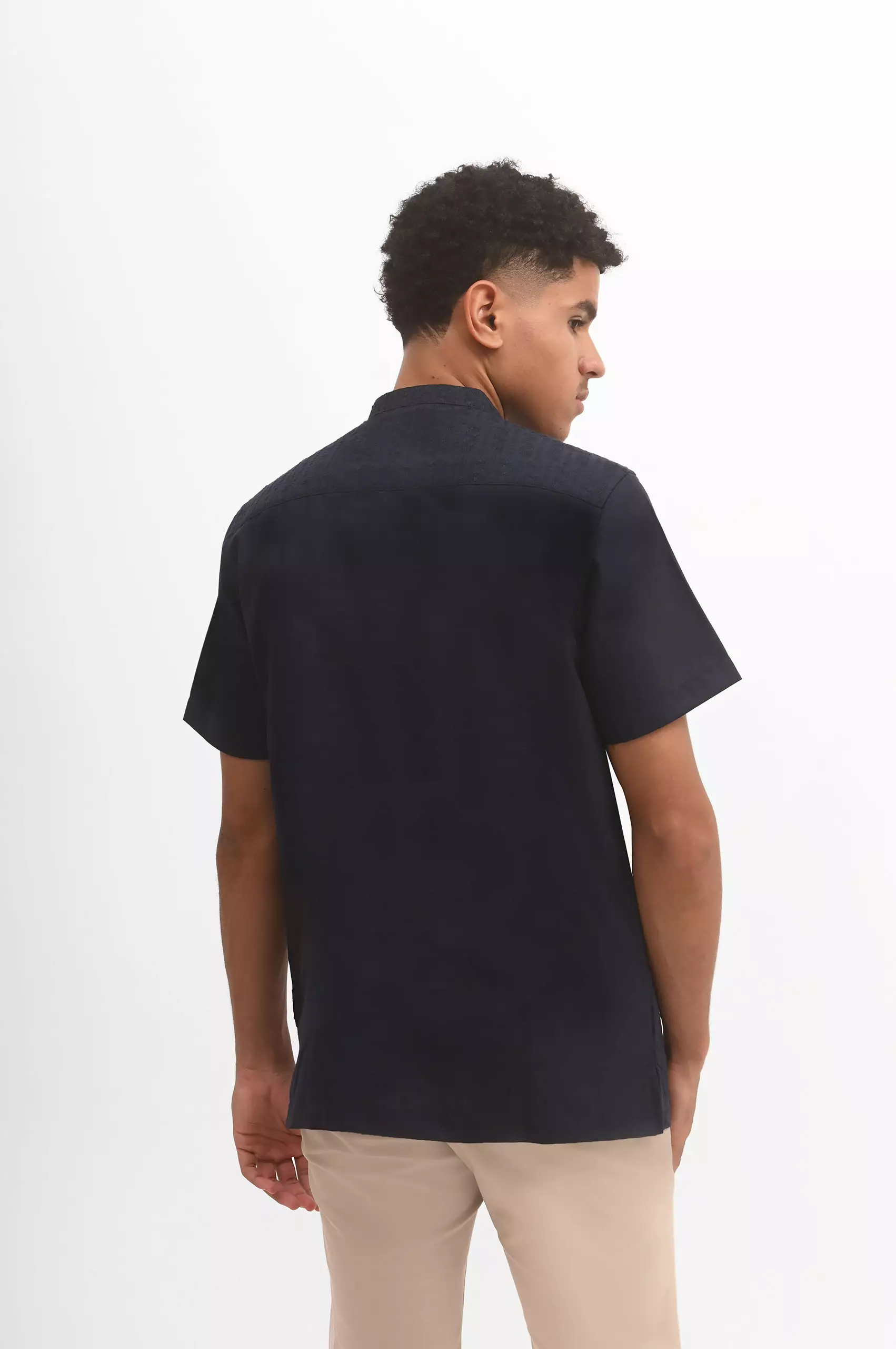 MANZONE Kemeja Koko Lengan Pendek Pria KHARIM - NAVY