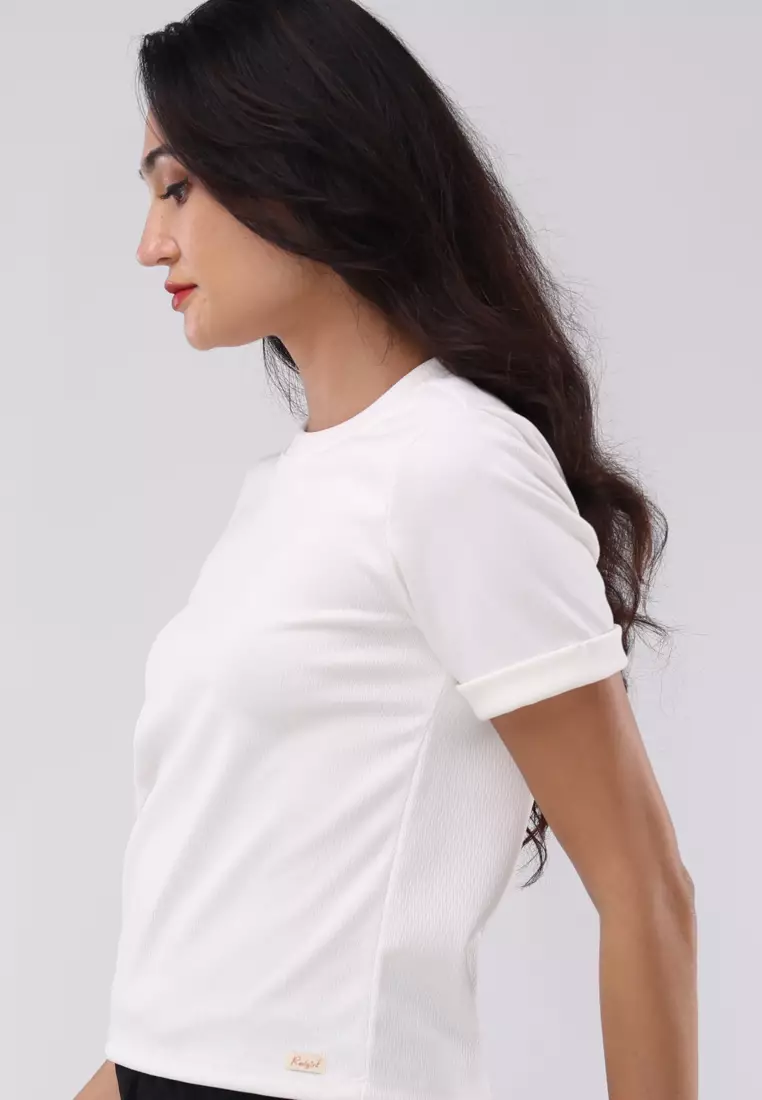 Short Slvs. Round Neck Basic Top