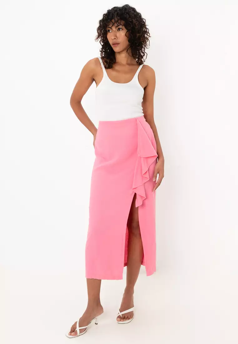 Brown Long Linen Maxi Skirt 3286