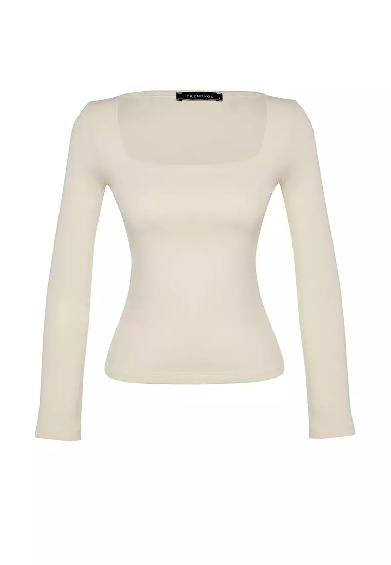 Square Neck Fitted Knit Top