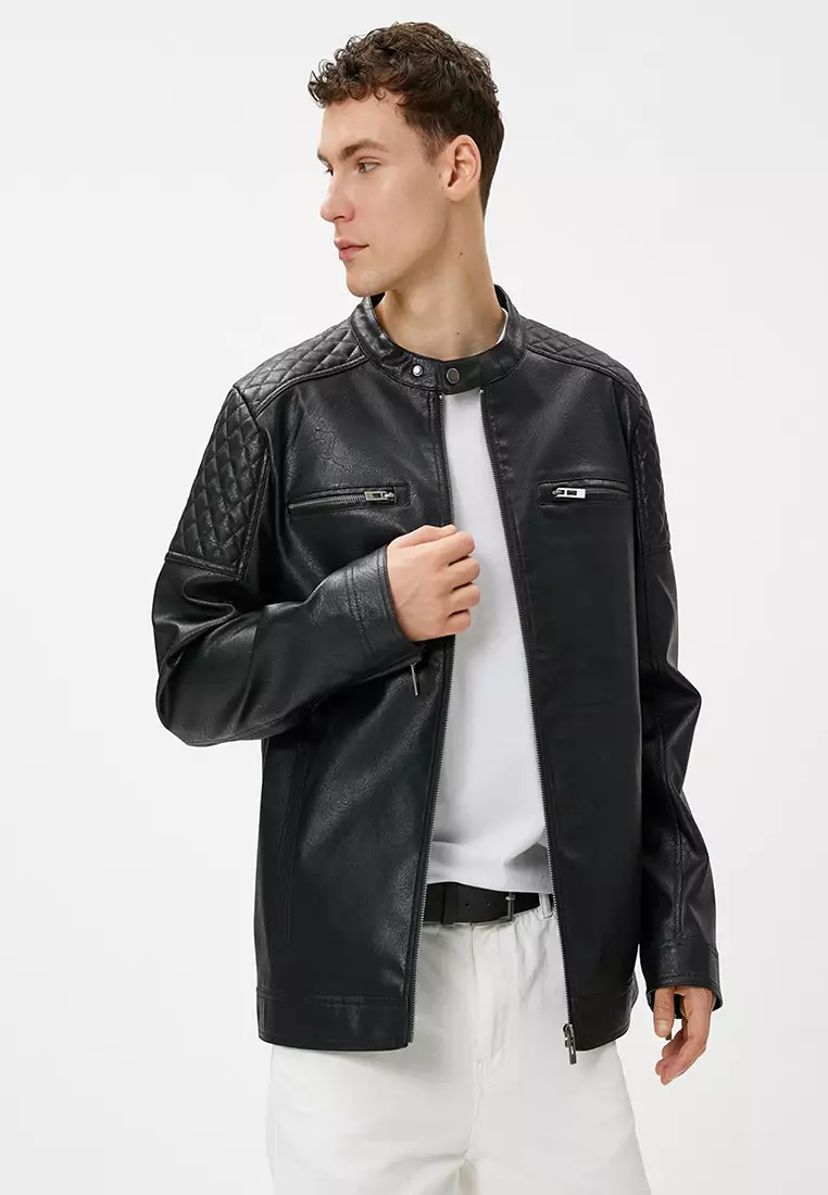 Leather-Look Biker Jacket