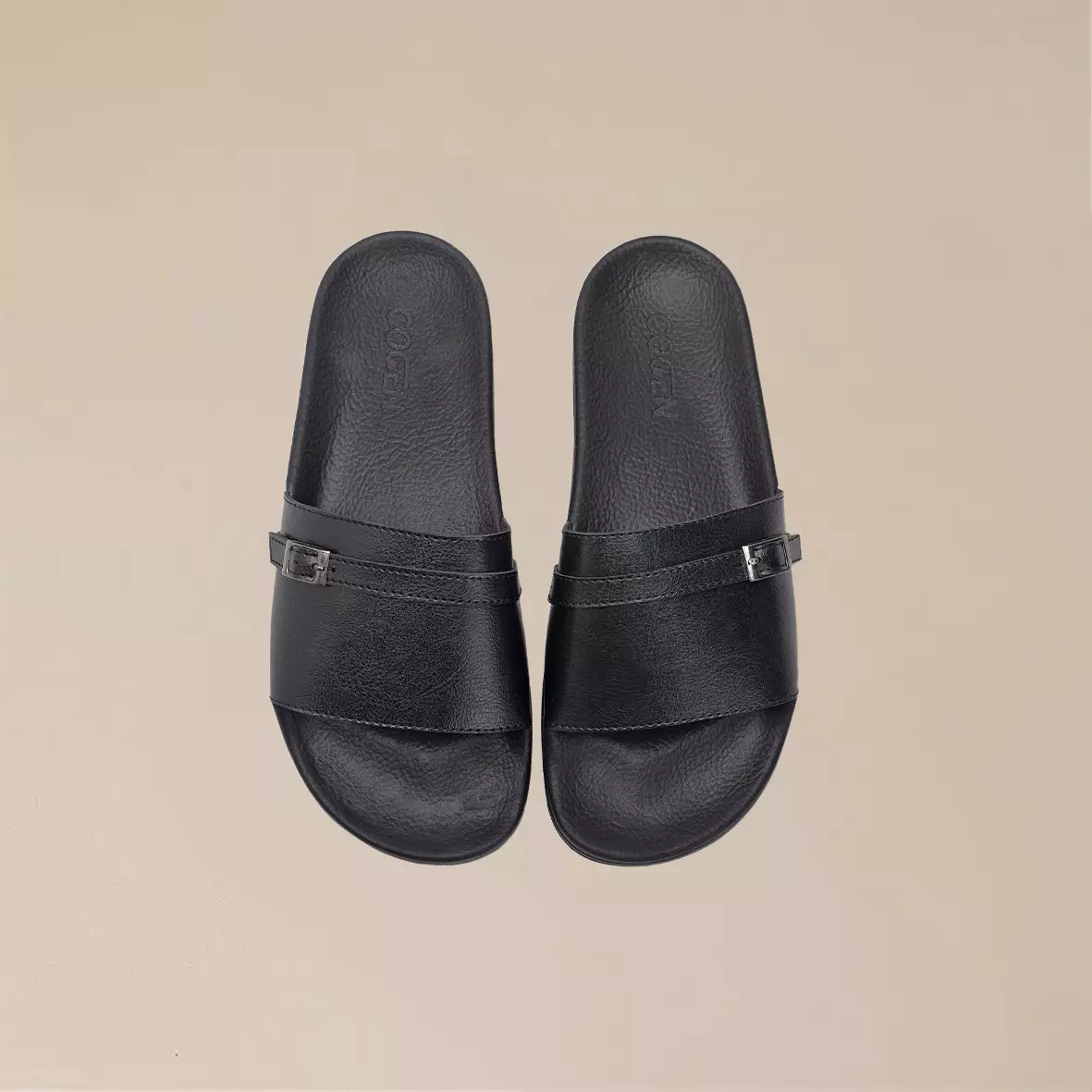 Cogen Sendal Flat Sandal Slop Wanita Slide Rubber Bym Series - Black