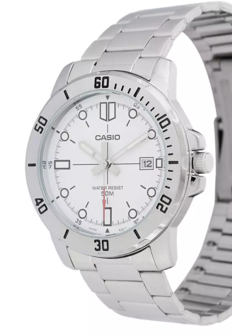 Men Analog Mtp-Vd01D-7Evudf Silver White