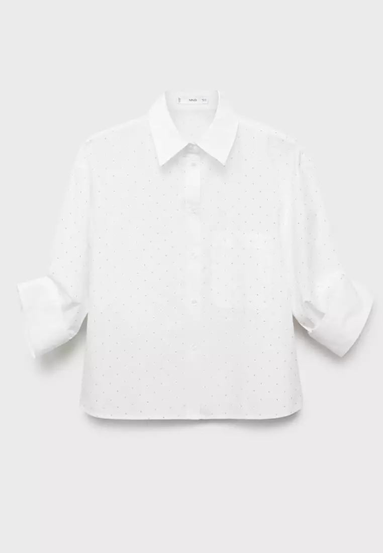 Rhinestone Cropped Shirt