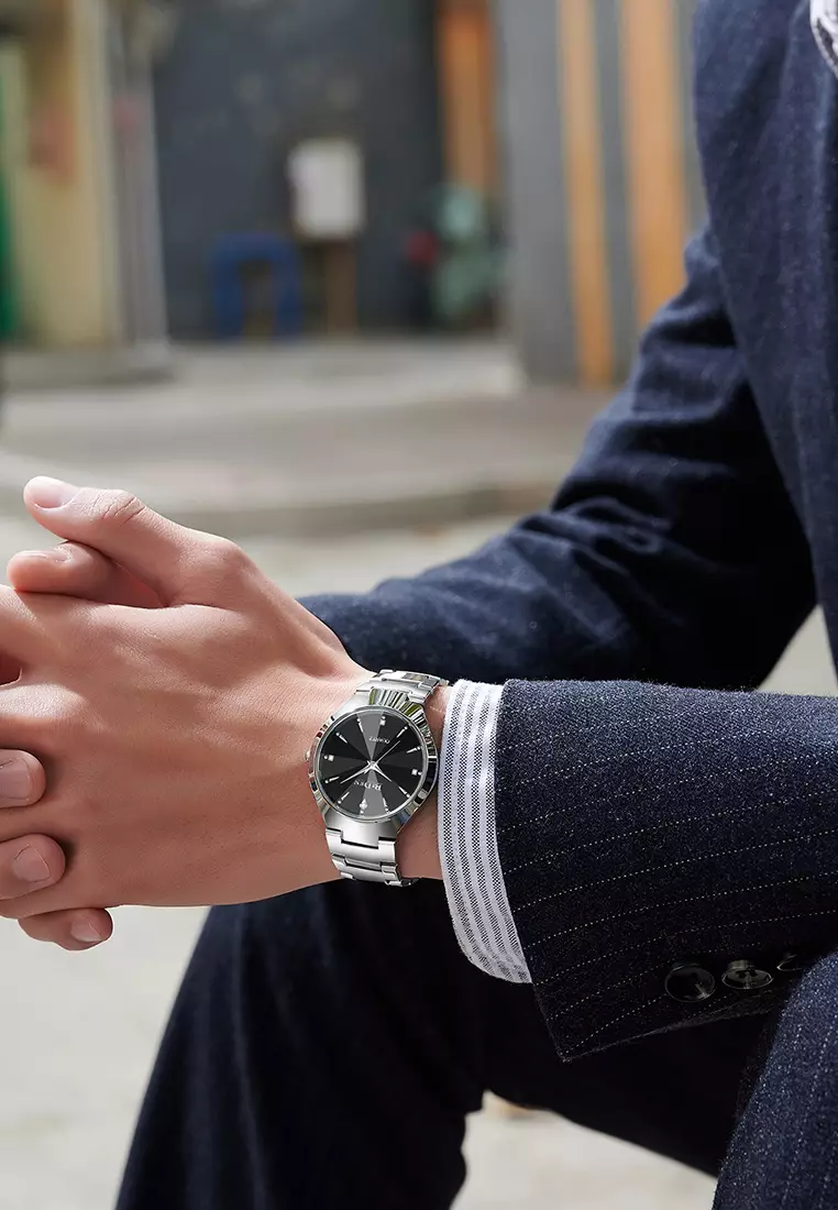 Jam Tangan Pria Bisnis 3 ATM Anti Air Tali stainless steel Jam Tangan Cowok