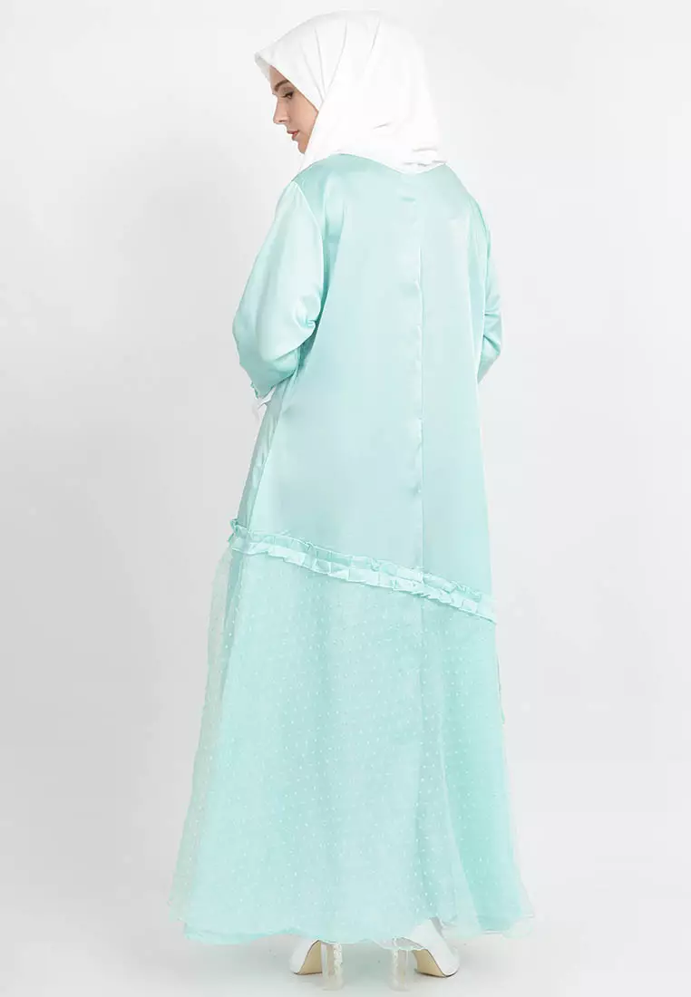 JV Hasanah Sahara Snow Dress Mint | Gamis Roberto Cavali Organza
