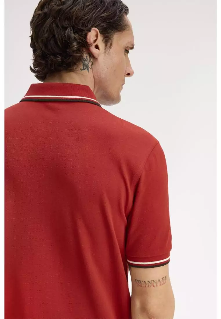Fred Perry M3600 Twin Tipped Fred Perry Shirt (Burnt Red / Ecru / Black)
